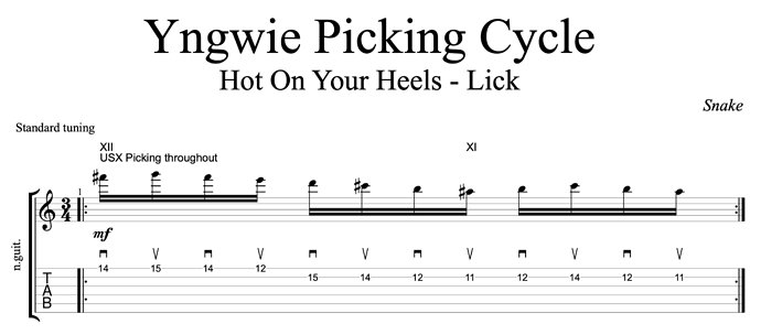 Yngwie Picking Cycle - Hot on your heels lick#1