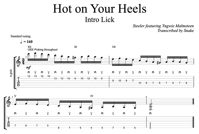 Yngwie Picking - Hot on your heels - Intro Lick#1